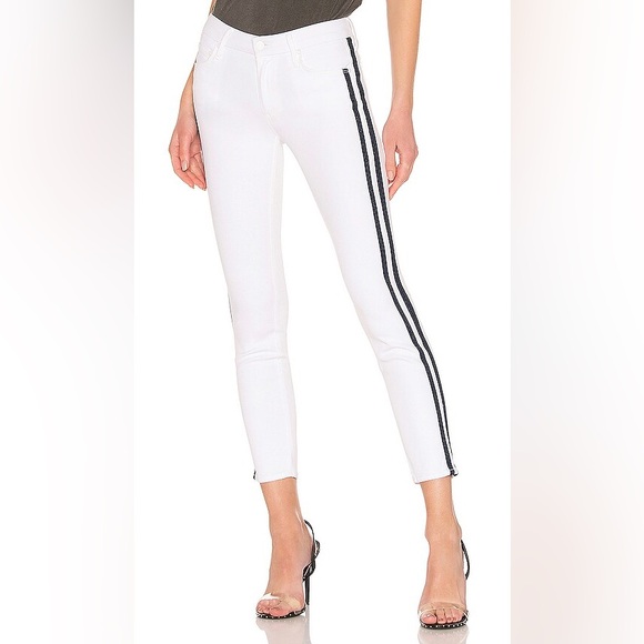MOTHER - Insider Crop - white denim with black stripe - Picture 1 of 7